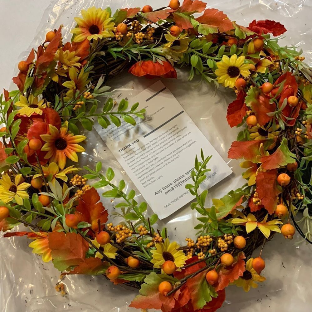 Beautiful Door wreath (or inside wall decor) w/LED lights